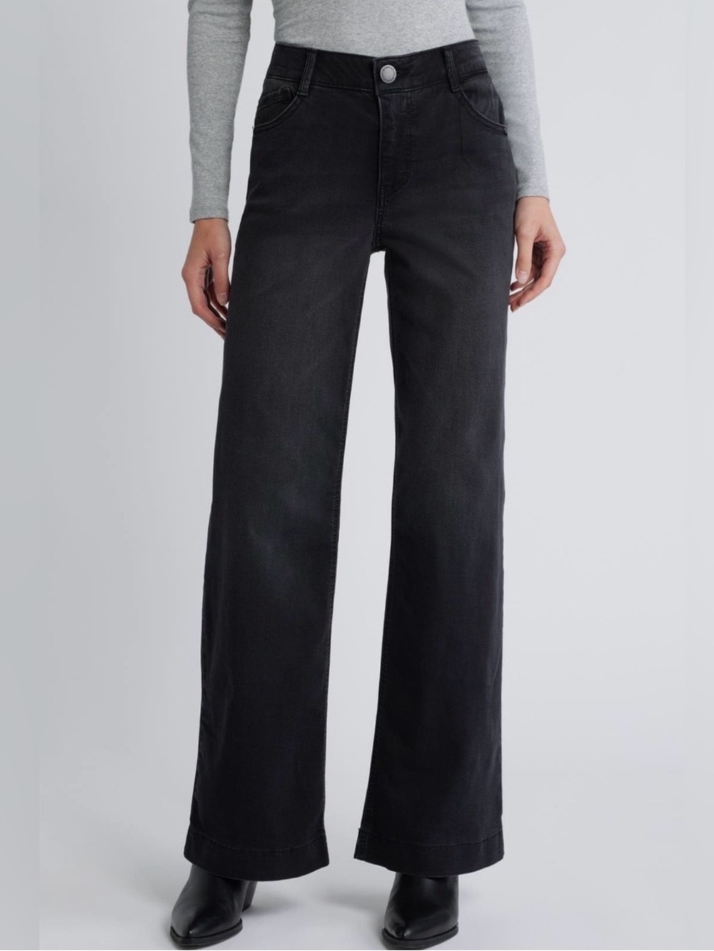 NWT Wit & Wisdom Sam High Waist Wide Leg Jeans Washed Black 10